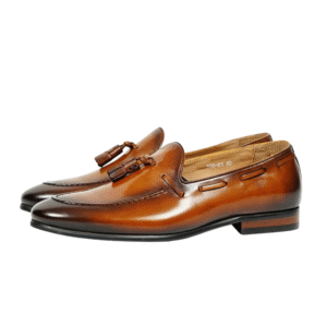 Tan Leather Tassel Loafers for Men 556-01